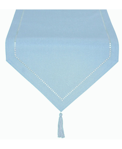 Xia Home Fashions Melrose Cutwork Hemstitch Table Runner, 16" X 90" In Teal