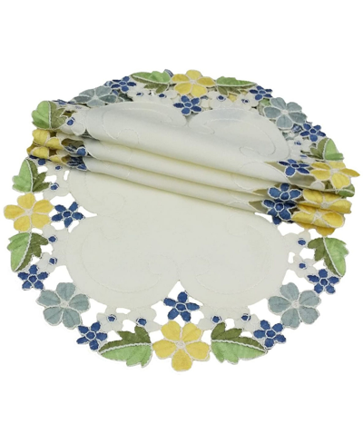 Xia Home Fashions Fancy Flowers Round Doily In Blue