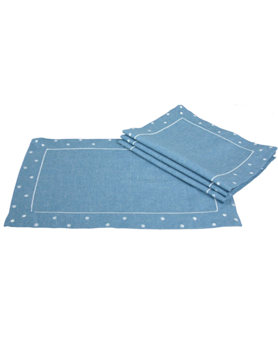 Xia Home Fashions Polka Dot Embroidered Placemats In Baby Blue