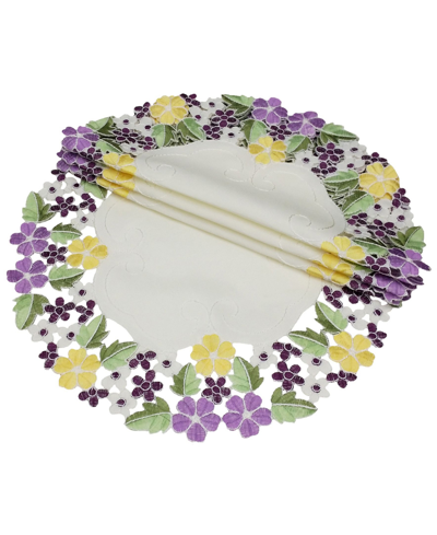Xia Home Fashions Fancy Flowers Round Doily In Purple