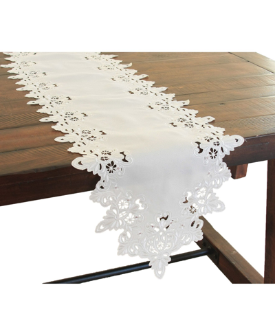Xia Home Fashions Victorian Lace Embroidered Cutwork Spring Table Runner, 15" X 54" In Ivory