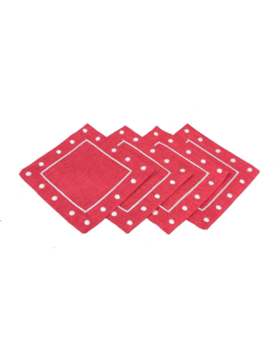 Xia Home Fashions Polka Dot Embroidered Placemats In Red