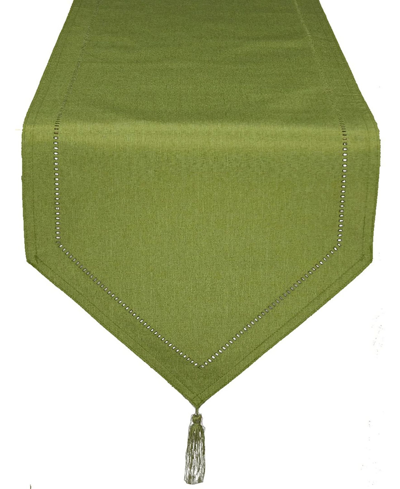 Xia Home Fashions Melrose Cutwork Hemstitch Table Runner, 16" X 90" In Olive