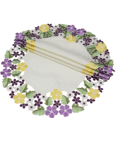 Xia Home Fashions Fancy Flowers Round Doily In Purple