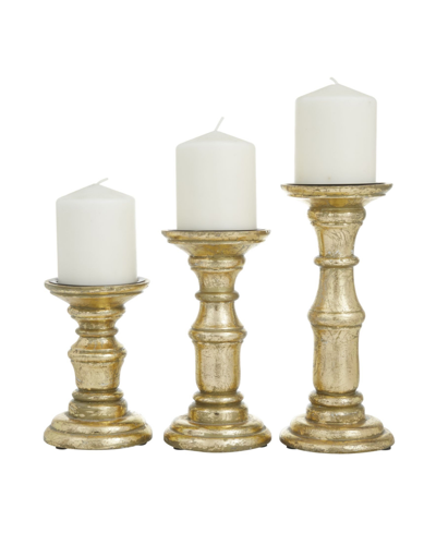 Rosemary Lane Wood French Country Candle Holder, Set Of 3 In Gold-tone