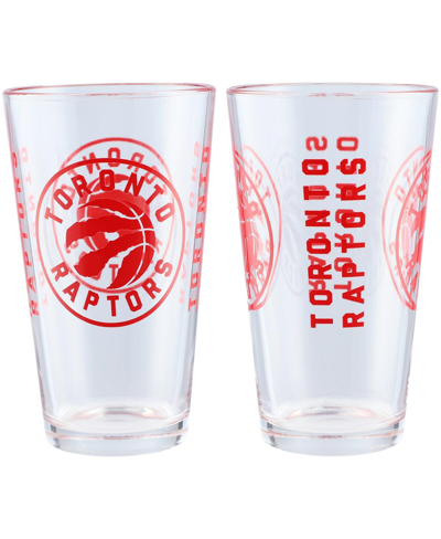 Logo Brands Toronto Raptors Two-pack 16 oz Pint Glass Set In Clear