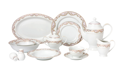 Lorren Home Trends Beauty 57-pc Dinnerware Set, Service For 8 In Pink