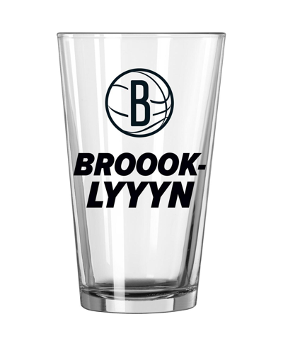 Logo Brands Brooklyn Nets 16 oz Team Slogan Pint Glass