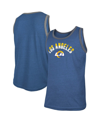 NEW ERA MEN'S NEW ERA HEATHERED ROYAL LOS ANGELES RAMS RINGER TRI-BLEND TANK TOP