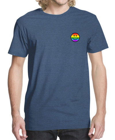 Buzz Shirts Men's Smiley Rainbow Graphic T-shirt In Heather Indigo