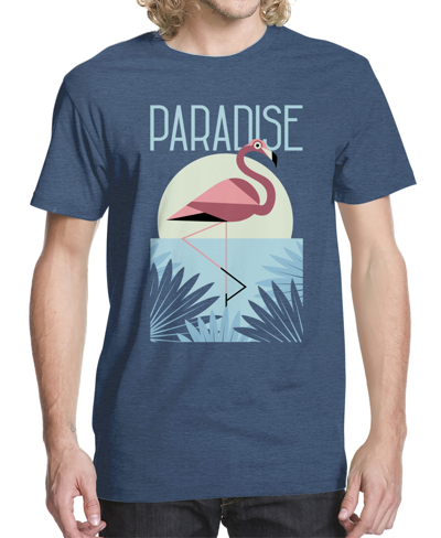 Beachwood Men's Flamingo Palms Paradise Graphic T-shirt In Heather Indigo