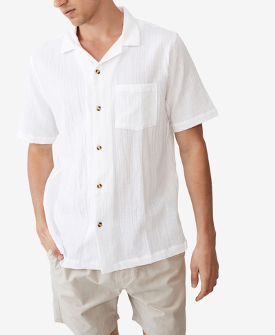 Cotton On Men's Riviera Waffle Short Sleeves Shirt In White