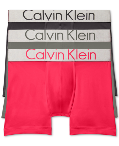 Calvin Klein Steel Men's 3-pk. Micro Boxer Briefs In Red/gray/black