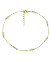 And Now This Crystal And Round Bead Chain Anklet In Gold Plate In Gold