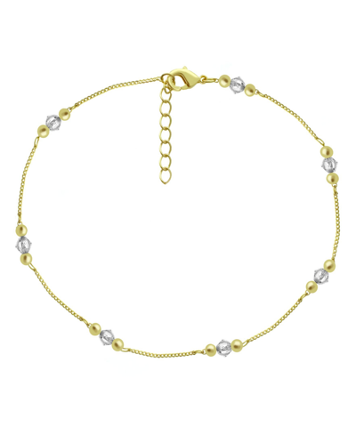 And Now This Crystal And Round Bead Chain Anklet In Gold Plate