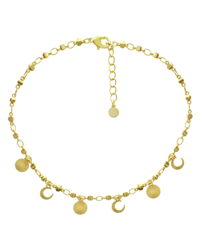 And Now This Moon And Disc Charm Anklet In Gold Or Silver Plate