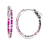 Macy's Lab-created Ruby Small Hoop Earrings In Sterling Silver, 0.79" (also In Cubic Zirconia) In Ruby