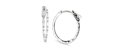 Macy's Lab-grown Ruby Small Hoop Earrings In Sterling Silver, 0.79" (also In Cubic Zirconia) In White