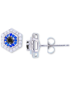 Macy's Cubic Zirconia Evil Eye Stud Earrings In Sterling Silver In Multi