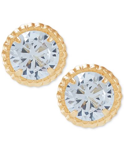 Macy's Cubic Zirconia Screw Back Stud Earrings In 14k Gold In White