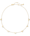 KATE SPADE GOLD-TONE CRYSTAL SOCIAL BUTTERFLY STATION NECKLACE, 17" + 3" EXTENDER