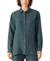 Eileen Fisher Classic Collar Organic Linen Boxy Shirt In Eucalyptus