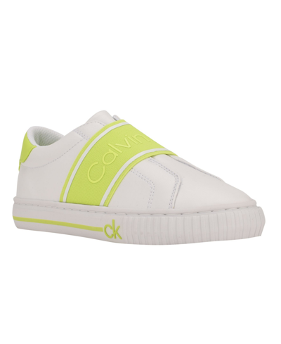 Calvin Klein Women's Clairen Logo Slip-on Sneakers Women's Shoes In White Green