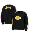 THE WILD COLLECTIVE WOMEN'S THE WILD COLLECTIVE BLACK LOS ANGELES LAKERS PERFORATED LOGO PULLOVER SWEATSHIRT