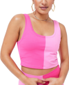 TEREZ WOMEN'S COLORBLOCKED CROPPED TOP