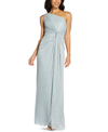 Adrianna Papell Stardust Pleated One Shoulder Gown In Dusty Periwinkle
