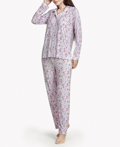 Mood Pajamas Women's Floral Notes Soft Long-sleeve Pajama Set In Multi