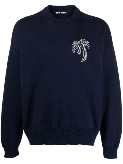 Palm Angels Palm Tree Jumper In Blue