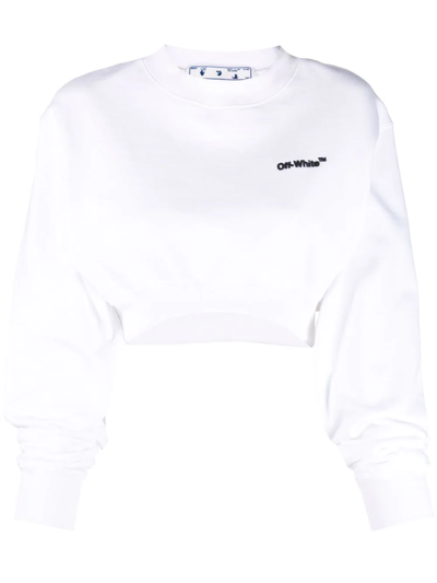 Off-white Helvetica Cropped Sweatshirt In White