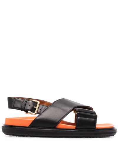 Marni Colour-block Slingback Sandals In Schwarz