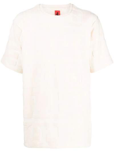Ferrari Logo-embossed Relaxed-fit Cotton-blend T-shirt In Cream