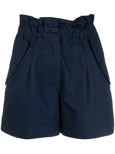 Kenzo High-waisted Cargo Shorts In Blue