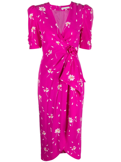 Alessandra Rich Floral-print Wrap Dress In Pink