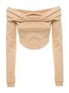 Gcds Couture Jersey Top In Beige