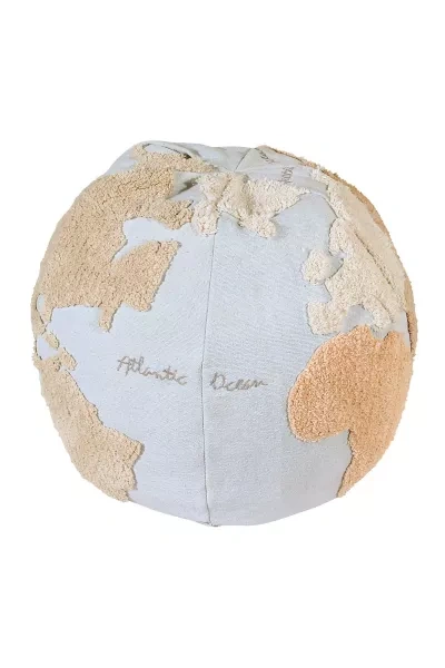 Lorena Canals World Map Pouf Blue