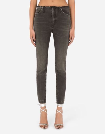 DOLCE & GABBANA COTTON JEANS WITH RAW-CUT WAISTBAND