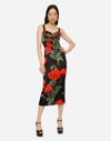 Dolce & Gabbana Floral-print Silk-blend Satin Midi Dress In Multicolor