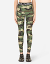 Dolce & Gabbana Logo-waistband Camouflage-print Leggings In Multicolor