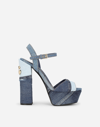 DOLCE & GABBANA PATCHWORK DENIM PLATFORM SANDALS