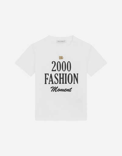 Dolce & Gabbana Babies' 2000 Fashion Moment Logo-plaque T-shirt In White