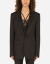 Dolce & Gabbana Single-breasted Pinstripe Jacket With Embroidery In Multicolor