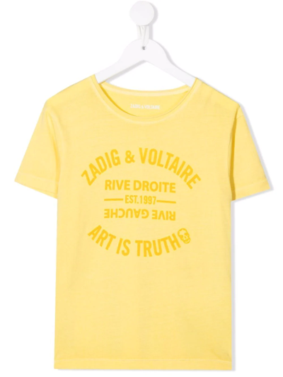 Zadig & Voltaire Kids' Logo-print Short-sleeved T-shirt In Yellow