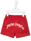 Palm Angels Boys Red Kids Logo-print Shell Swim Shorts 6-12 Years 8 Years