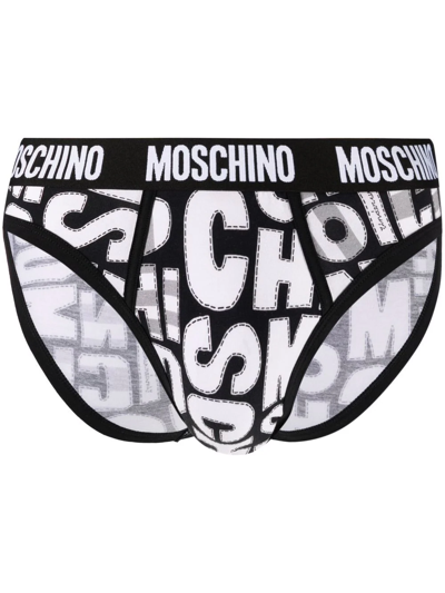Moschino Graphic-print Cotton Boxer Briefs In Black