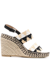 Sergio Rossi Abstract-pattern 100mm Wedge Espadrilles In Neutrals