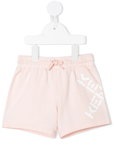Kenzo Kids' Logo-print Track Shorts In Pink
